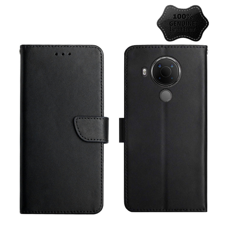 For Nokia 5.4 Genuine Leather Fingerprint-proof Horizontal Flip Phone Case(Black) - Nokia Cases by buy2fix | Online Shopping UK | buy2fix