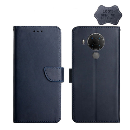 For Nokia 5.4 Genuine Leather Fingerprint-proof Horizontal Flip Phone Case(Blue) - Nokia Cases by buy2fix | Online Shopping UK | buy2fix