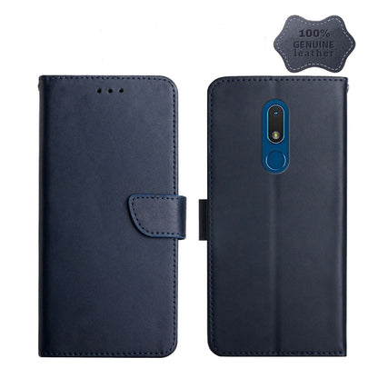 For Nokia C3 Genuine Leather Fingerprint-proof Horizontal Flip Phone Case(Blue) - Nokia Cases by buy2fix | Online Shopping UK | buy2fix