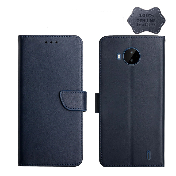 For Nokia C20 Plus Genuine Leather Fingerprint-proof Horizontal Flip Phone Case(Blue) - Nokia Cases by buy2fix | Online Shopping UK | buy2fix