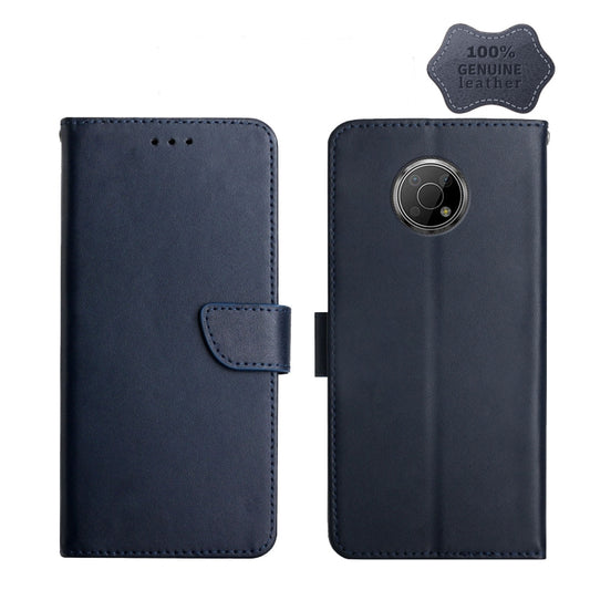For Nokia G300 Genuine Leather Fingerprint-proof Horizontal Flip Phone Case(Blue) - Nokia Cases by buy2fix | Online Shopping UK | buy2fix