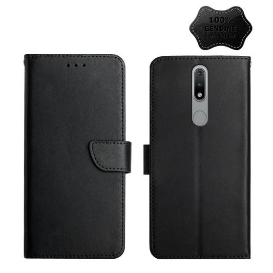 For Nokia 2.4 Genuine Leather Fingerprint-proof Horizontal Flip Phone Case(Black) - Nokia Cases by buy2fix | Online Shopping UK | buy2fix