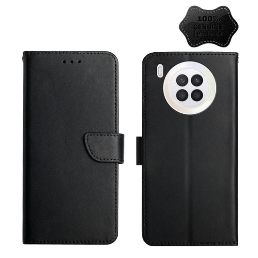 For Huawei Nova 8i/Honor 50 Lite Global Genuine Leather Fingerprint-proof Horizontal Flip Phone Case(Black) - Huawei Cases by buy2fix | Online Shopping UK | buy2fix
