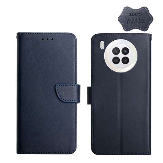 For Huawei Nova 8i/Honor 50 Lite Global Genuine Leather Fingerprint-proof Horizontal Flip Phone Case(Blue) - Huawei Cases by buy2fix | Online Shopping UK | buy2fix