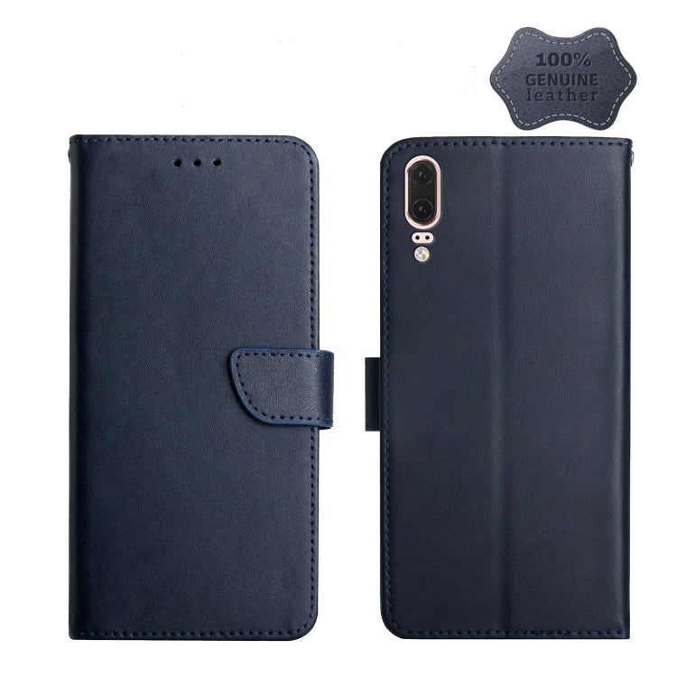 For Huawei P20 Genuine Leather Fingerprint-proof Horizontal Flip Phone Case(Blue) - Huawei Cases by buy2fix | Online Shopping UK | buy2fix
