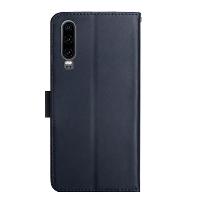 For Huawei P30 Genuine Leather Fingerprint-proof Horizontal Flip Phone Case(Blue) - Huawei Cases by buy2fix | Online Shopping UK | buy2fix