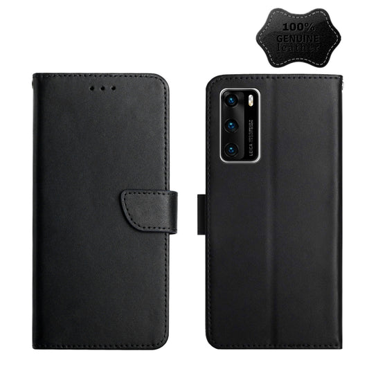 For Huawei P40 Genuine Leather Fingerprint-proof Horizontal Flip Phone Case(Black) - Huawei Cases by buy2fix | Online Shopping UK | buy2fix