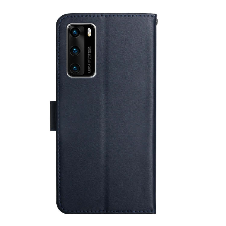 For Huawei P40 Genuine Leather Fingerprint-proof Horizontal Flip Phone Case(Blue) - Huawei Cases by buy2fix | Online Shopping UK | buy2fix