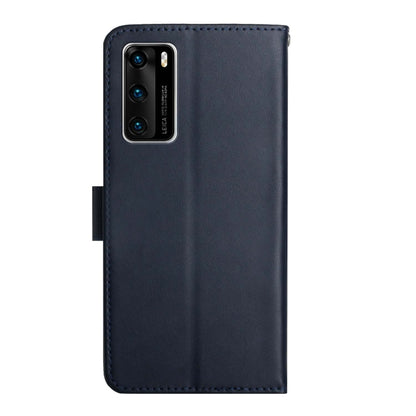 For Huawei P40 Genuine Leather Fingerprint-proof Horizontal Flip Phone Case(Blue) - Huawei Cases by buy2fix | Online Shopping UK | buy2fix