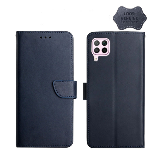 For Huawei P40 Lite Genuine Leather Fingerprint-proof Horizontal Flip Phone Case(Blue) - Huawei Cases by buy2fix | Online Shopping UK | buy2fix