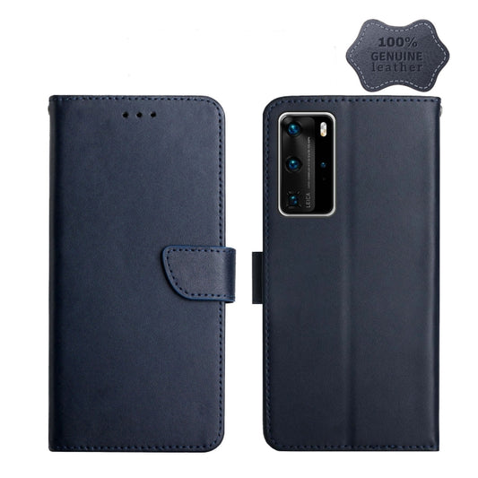For Huawei P40 Pro Genuine Leather Fingerprint-proof Horizontal Flip Phone Case(Blue) - Huawei Cases by buy2fix | Online Shopping UK | buy2fix