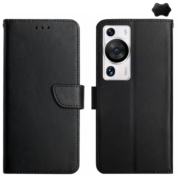 For Huawei P60 Pro Genuine Leather Fingerprint-proof Horizontal Flip Phone Case(Black) - Huawei Cases by buy2fix | Online Shopping UK | buy2fix
