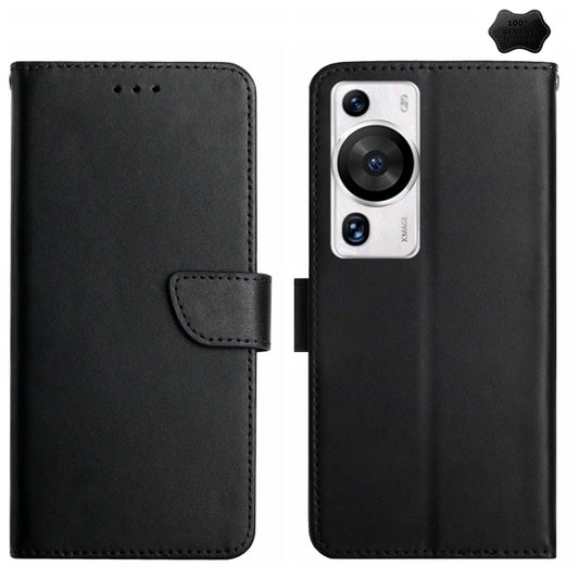 For Huawei P60 Pro Genuine Leather Fingerprint-proof Horizontal Flip Phone Case(Black) - Huawei Cases by buy2fix | Online Shopping UK | buy2fix
