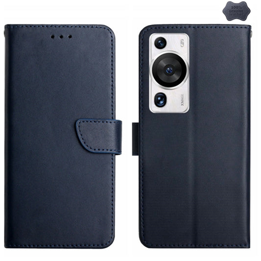For Huawei P60 Pro Genuine Leather Fingerprint-proof Horizontal Flip Phone Case(Blue) - Huawei Cases by buy2fix | Online Shopping UK | buy2fix