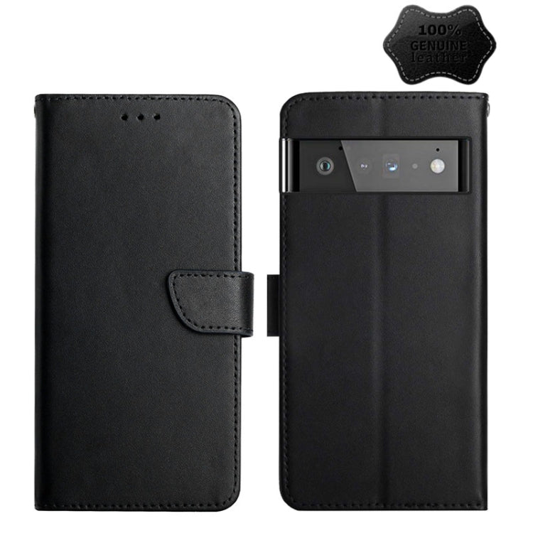 For Google Pixel 6 Genuine Leather Fingerprint-proof Horizontal Flip Phone Case(Black) - Google Cases by buy2fix | Online Shopping UK | buy2fix