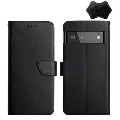 For Google Pixel 6 Genuine Leather Fingerprint-proof Horizontal Flip Phone Case(Black) - Google Cases by buy2fix | Online Shopping UK | buy2fix