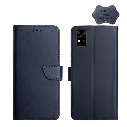 For ZTE Blade A31 Genuine Leather Fingerprint-proof Horizontal Flip Phone Case(Blue) - ZTE Cases by buy2fix | Online Shopping UK | buy2fix