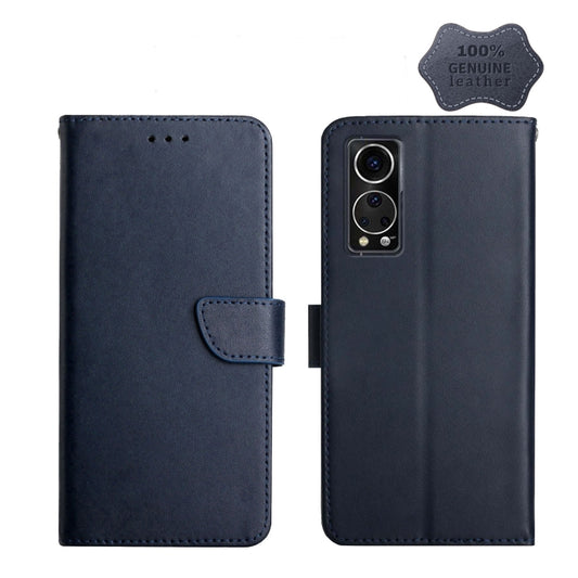 For ZTE Axon 30 Genuine Leather Fingerprint-proof Horizontal Flip Phone Case(Blue) - ZTE Cases by buy2fix | Online Shopping UK | buy2fix