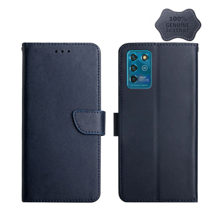 For ZTE Blade V30 Vita Genuine Leather Fingerprint-proof Horizontal Flip Phone Case(Blue) - ZTE Cases by buy2fix | Online Shopping UK | buy2fix