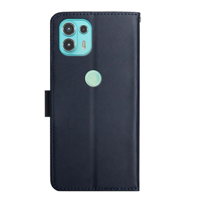For Motorola Moto Edge 20 Lite Genuine Leather Fingerprint-proof Horizontal Flip Phone Case(Blue) - Motorola Cases by buy2fix | Online Shopping UK | buy2fix