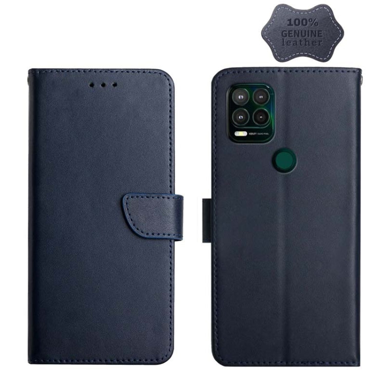 For Motorola Moto G Stylus 5G Genuine Leather Fingerprint-proof Horizontal Flip Phone Case(Blue) - Motorola Cases by buy2fix | Online Shopping UK | buy2fix