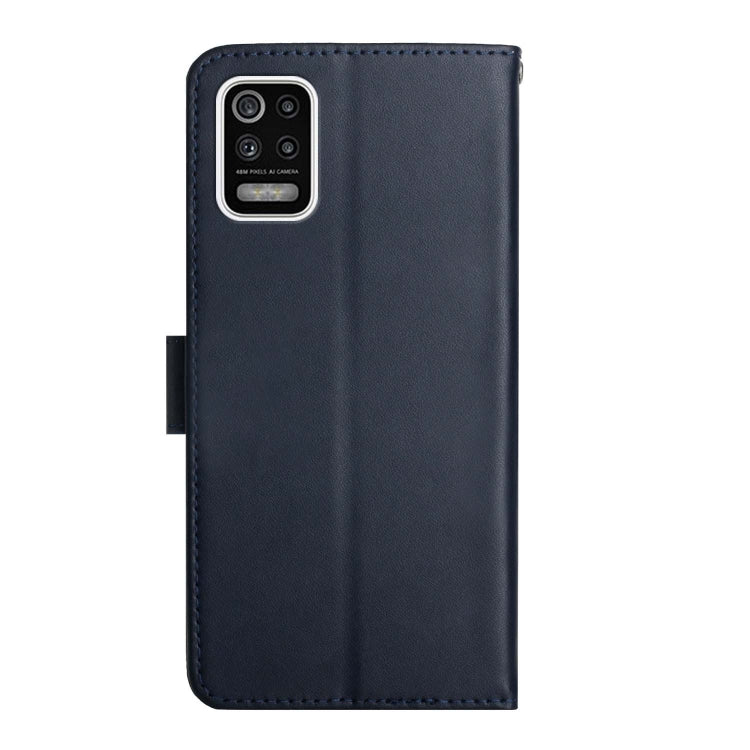 For LG K42 Genuine Leather Fingerprint-proof Flip Phone Case(Blue) - LG Cases by buy2fix | Online Shopping UK | buy2fix