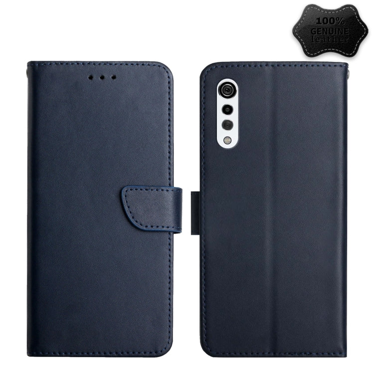 For LG Velvet 2 Pro Genuine Leather Fingerprint-proof Flip Phone Case(Blue) - LG Cases by buy2fix | Online Shopping UK | buy2fix