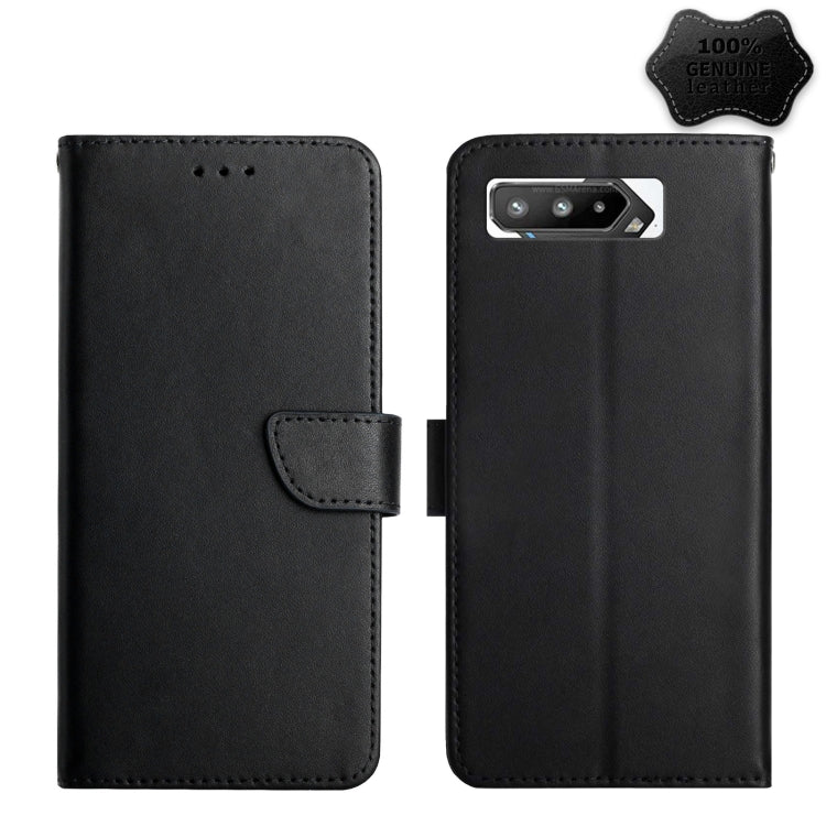 For Asus ROG Phone 5 ZS673KS Genuine Leather Fingerprint-proof Flip Phone Case(Black) - ASUS Cases by buy2fix | Online Shopping UK | buy2fix