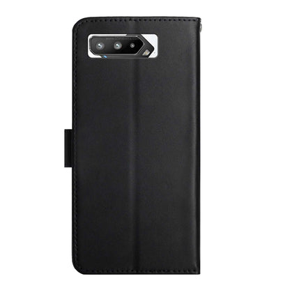 For Asus ROG Phone 5 ZS673KS Genuine Leather Fingerprint-proof Flip Phone Case(Black) - ASUS Cases by buy2fix | Online Shopping UK | buy2fix