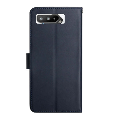 For Asus ROG Phone 5 ZS673KS Genuine Leather Fingerprint-proof Flip Phone Case(Blue) - ASUS Cases by buy2fix | Online Shopping UK | buy2fix
