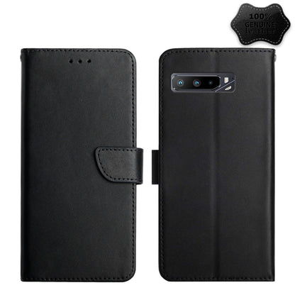 For Asus ROG Phone 3 ZS661KS Genuine Leather Fingerprint-proof Flip Phone Case(Black) - ASUS Cases by buy2fix | Online Shopping UK | buy2fix