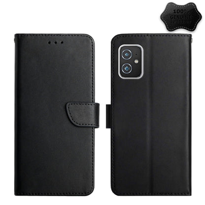 For Asus Zenfone 8 ZS590KS Genuine Leather Fingerprint-proof Flip Phone Case(Black) - ASUS Cases by buy2fix | Online Shopping UK | buy2fix