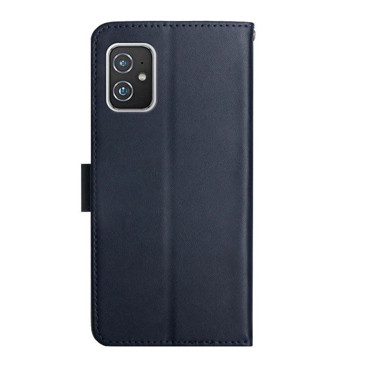 For Asus Zenfone 8 ZS590KS Genuine Leather Fingerprint-proof Flip Phone Case(Blue) - ASUS Cases by buy2fix | Online Shopping UK | buy2fix