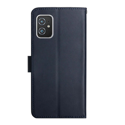 For Asus Zenfone 8 ZS590KS Genuine Leather Fingerprint-proof Flip Phone Case(Blue) - ASUS Cases by buy2fix | Online Shopping UK | buy2fix