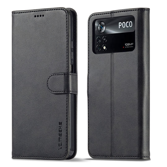 For Xiaomi Poco X4 Pro 5G LC.IMEEKE Calf Texture Leather Phone Case(Black)