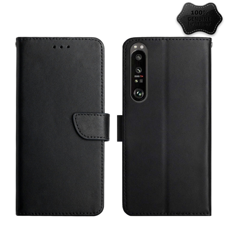 For Sony Xperia 1 III Genuine Leather Fingerprint-proof Flip Phone Case(Black) - Sony Cases by buy2fix | Online Shopping UK | buy2fix