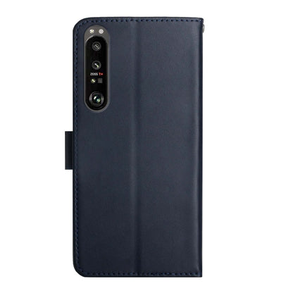 For Sony Xperia 1 III Genuine Leather Fingerprint-proof Flip Phone Case(Blue) - Sony Cases by buy2fix | Online Shopping UK | buy2fix