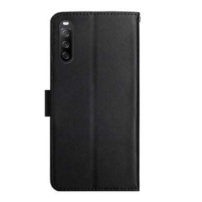 For Sony Xperia 10 III Genuine Leather Fingerprint-proof Flip Phone Case(Black) - Sony Cases by buy2fix | Online Shopping UK | buy2fix