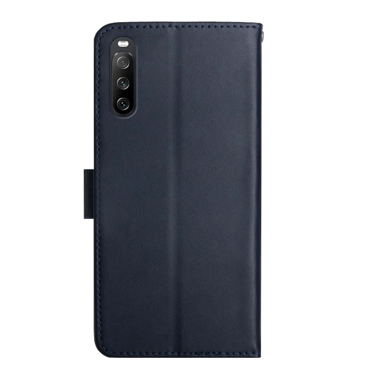 For Sony Xperia 10 III Genuine Leather Fingerprint-proof Flip Phone Case(Blue) - Sony Cases by buy2fix | Online Shopping UK | buy2fix