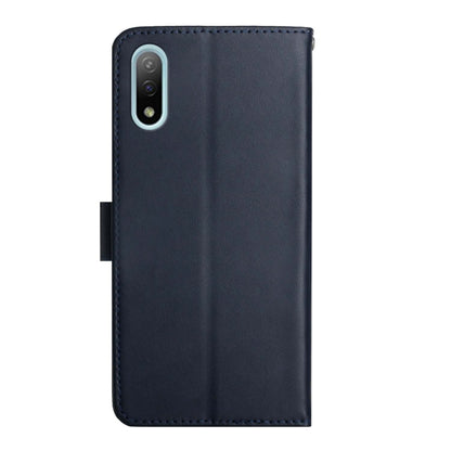 For Sony Xperia Ace II Genuine Leather Fingerprint-proof Flip Phone Case(Blue) - Sony Cases by buy2fix | Online Shopping UK | buy2fix
