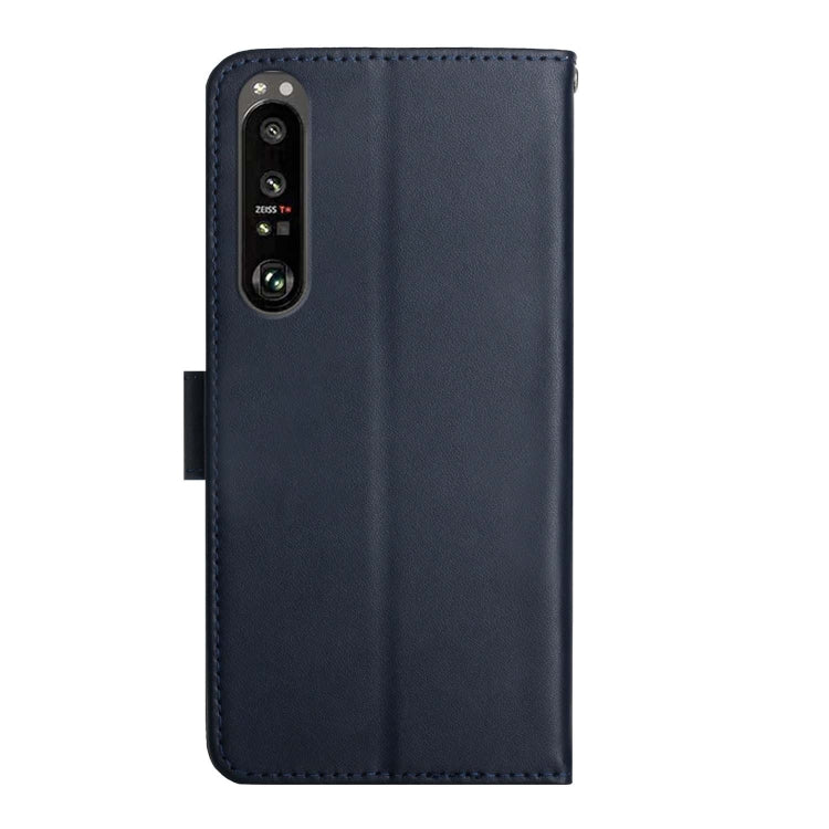 For Sony Xperia 1 IV Genuine Leather Fingerprint-proof Flip Phone Case(Blue) - Sony Cases by buy2fix | Online Shopping UK | buy2fix