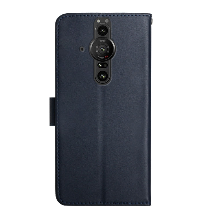 For Sony Xperia Pro-I Genuine Leather Fingerprint-proof Flip Phone Case(Blue) - Sony Cases by buy2fix | Online Shopping UK | buy2fix