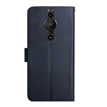 For Sony Xperia Pro-I Genuine Leather Fingerprint-proof Flip Phone Case(Blue) - Sony Cases by buy2fix | Online Shopping UK | buy2fix