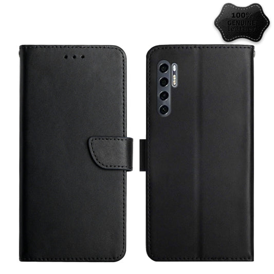 For TCL 20 Pro 5G Genuine Leather Fingerprint-proof Flip Phone Case(Black) - TCL by buy2fix | Online Shopping UK | buy2fix