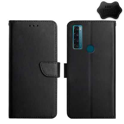 For TCL 20 R 5G Genuine Leather Fingerprint-proof Flip Phone Case(Black) - More Brand by buy2fix | Online Shopping UK | buy2fix