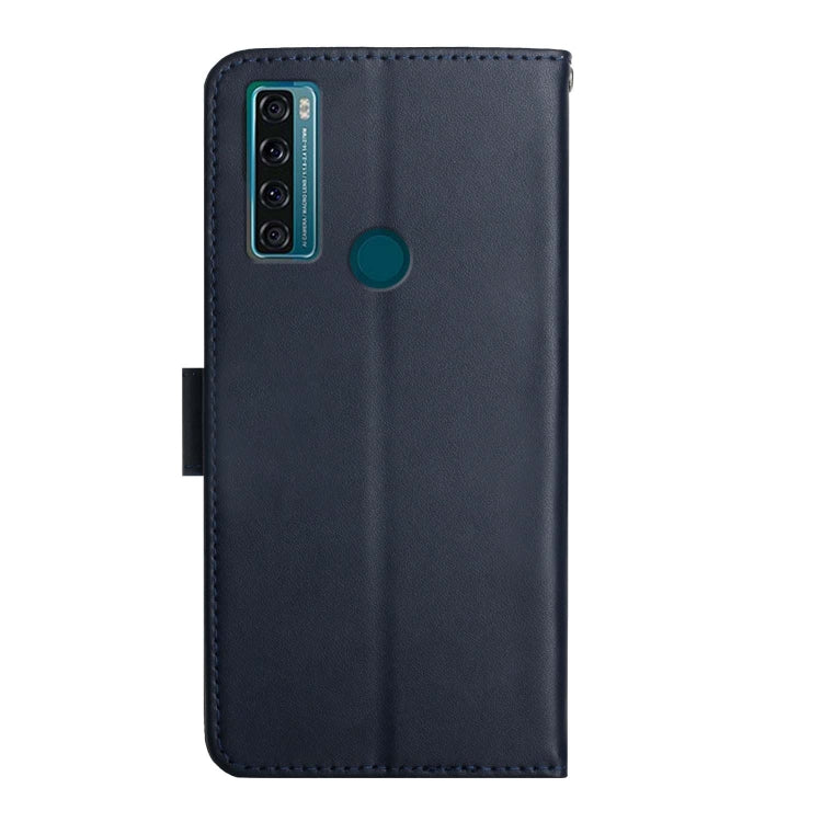 For TCL 20 SE Genuine Leather Fingerprint-proof Flip Phone Case(Blue) - More Brand by buy2fix | Online Shopping UK | buy2fix