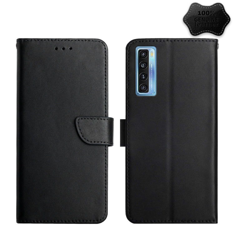 For TCL 20L+ Genuine Leather Fingerprint-proof Flip Phone Case(Black) - TCL by buy2fix | Online Shopping UK | buy2fix