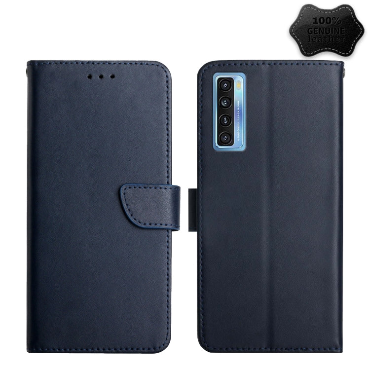 For TCL 20L+ Genuine Leather Fingerprint-proof Flip Phone Case(Blue) - TCL by buy2fix | Online Shopping UK | buy2fix