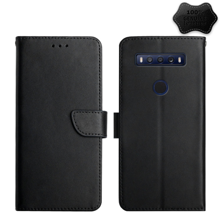 For TCL 10 SE Genuine Leather Fingerprint-proof Flip Phone Case(Black) - More Brand by buy2fix | Online Shopping UK | buy2fix