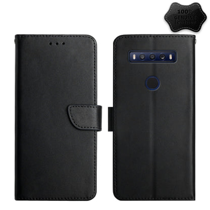 For TCL 10 SE Genuine Leather Fingerprint-proof Flip Phone Case(Black) - More Brand by buy2fix | Online Shopping UK | buy2fix